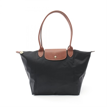 Longchamp Le Pliage Original L Shoulder Tote Bag canvas leather Black NEW Women