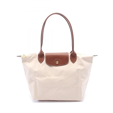 Longchamp LE PLIAGE ORIGINAL M Shoulder Tote Bag canvas leather Beige Brown NEW