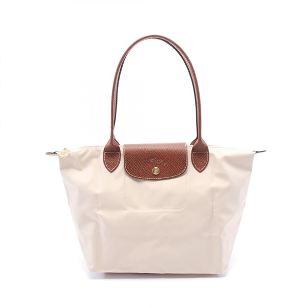 Longchamp LE PLIAGE ORIGINAL M Shoulder Tote Bag canvas leather Beige Brown NEW