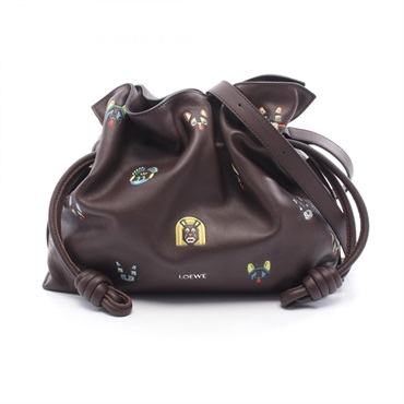 LOEWE Futurist Cat Flamenco Clutch Shoulder Bag A411FC1XDY leather Brown NEW