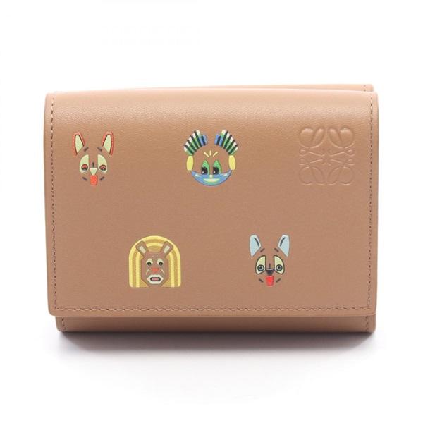LOEWE Futurist Cat Trifold Wallet C643TR2X54 leather Brown Multicolor NEW Women