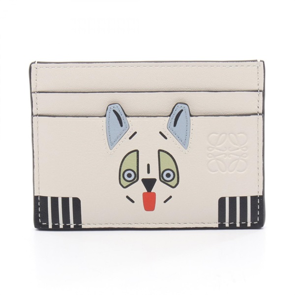 LOEWE Futurist Cat Card Case C643322X54 leather White Multicolor NEW Women