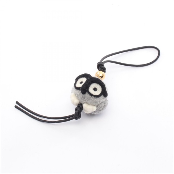 LOEWE Owl charm CA36232X381157 leather Felt Gray Black White NEW Women