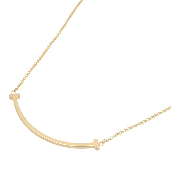 TIFFANY＆CO T Smile Small Necklace Pendant 18KYG Yellow Gold Used Women