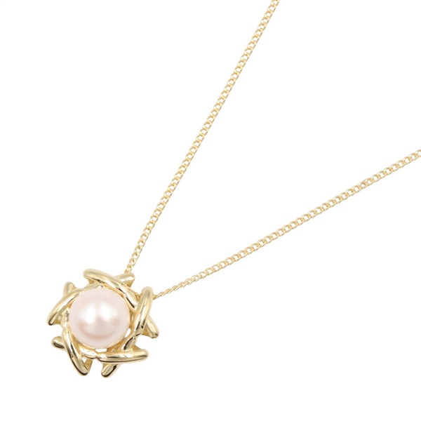 TIFFANY＆CO Pearl Necklace Pendant 18KYG Yellow Gold Pearl White Used Women