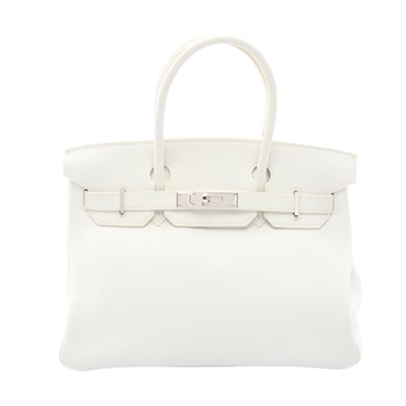 HERMES Birkin 30 Handbag Taurillon Leather White Used Women L SHW