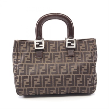FENDI Zucca Tote Bag 26329 canvas leather Brown Used Women
