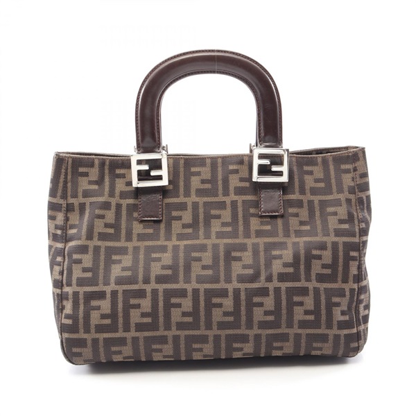 FENDI Zucca Tote Bag 26329 canvas leather Brown Used Women