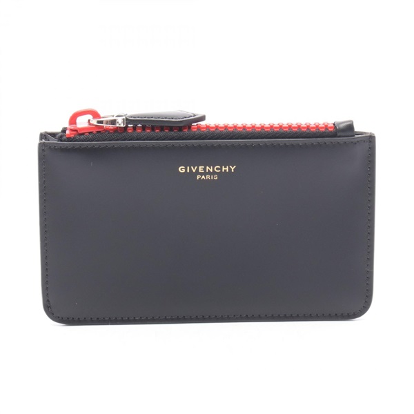 GIVENCHY Coin Change Purse Case leather Black Used mens