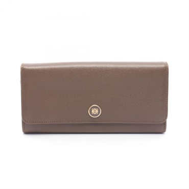 LOEWE anagram Bifold purse leather Brown Used Women