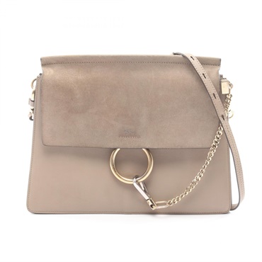 Chloe Faye Shoulder crossbody Bag Suede leather Beige Used Women