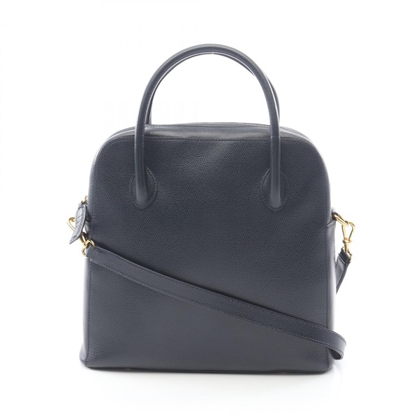 CELINE Zippered Shoulder Crossbody Handbag leather Navy Used Women