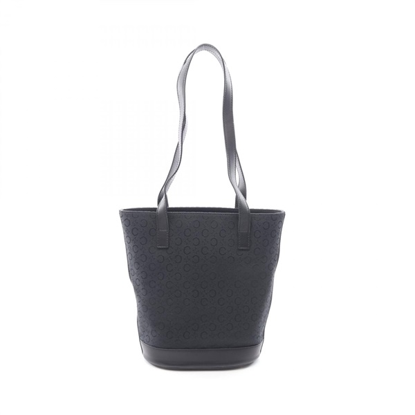 CELINE C Macadam Bucket Shoulder Bag canvas leather Black Used Women