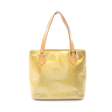 LOUIS VUITTON Houston Shoulder Handbag M91004 Vernis leather Beige Used Women LV