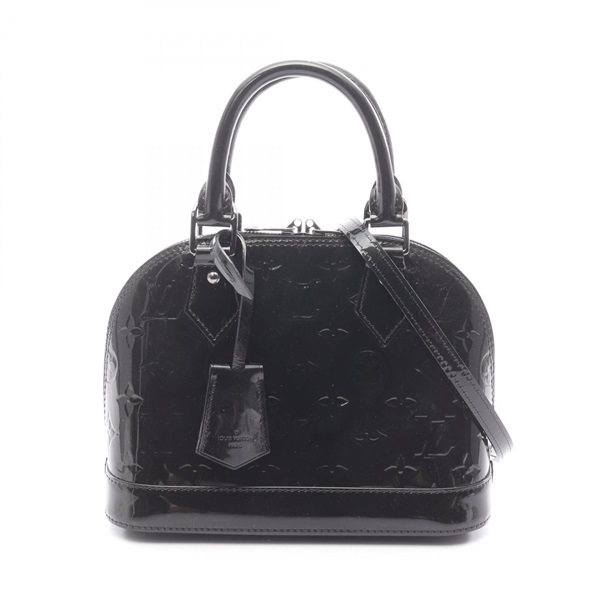 LOUIS VUITTON Alma BB Shoulder Handbag M90063 Vernis leather Black Used Women LV
