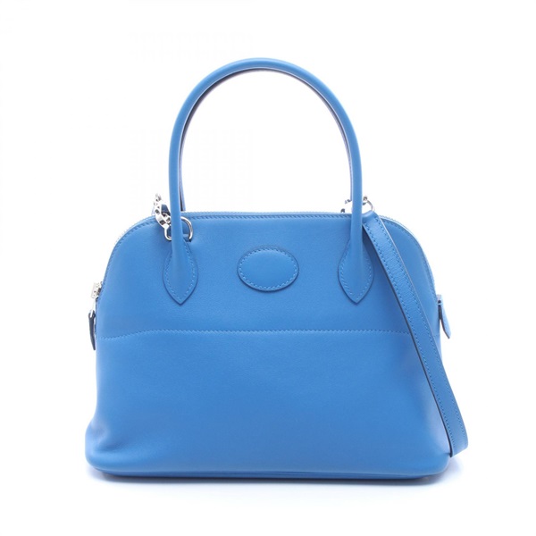 HERMES Bolide 27 Shoulder Handbag Swift leather Blue Zanzibar SHW Used C