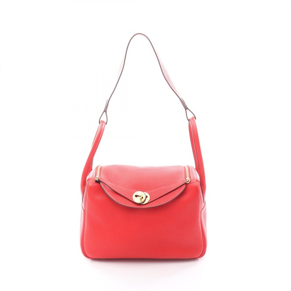 HERMES Lindy 26 Shoulder Bag C Taurillon Clemence Rouge tomate Used GHW women