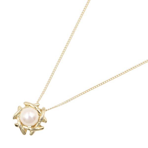 TIFFANY＆CO Pearl Necklace Pendant 18KYG Yellow Gold Pearl White Used Women