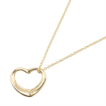 TIFFANY＆CO Open Heart Small Necklace Pendant 18KYG Yellow Gold Used Women