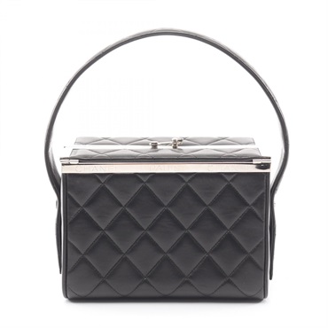 CHANEL Matelasse Box Handbag Lambskin sheep leather Black SHW Used Women CC