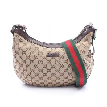 GUCCI GG canvas Crossbody Shoulder Bag 181092 leather Beige Brown Used Women