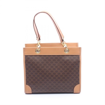 CELINE Macadam Handbag PVC coated canvas leather Brown GHW Used Women