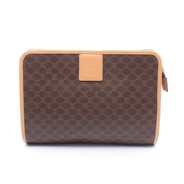 CELINE Macadam Business Clutch Bag PVC coated canvas leather Brown Used Women