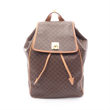 CELINE Macadam Rucksack Backpack PVC coated canvas leather Brown Used Women