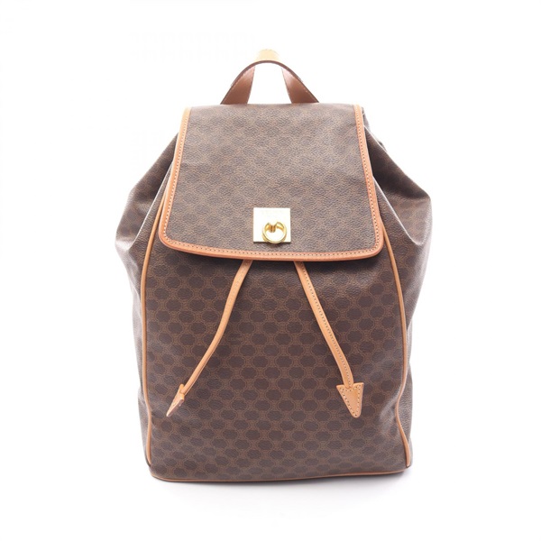 CELINE Macadam Rucksack Backpack PVC coated canvas leather Brown Used Women