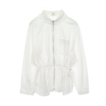 HERMES Zip-up frill Shirt Blouse #42 4H0638DV cotton White White Used Women