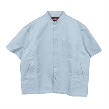 GUCCI GG pattern Short-sleeved shirt Tops 811732 cotton Blue Used mens size 50