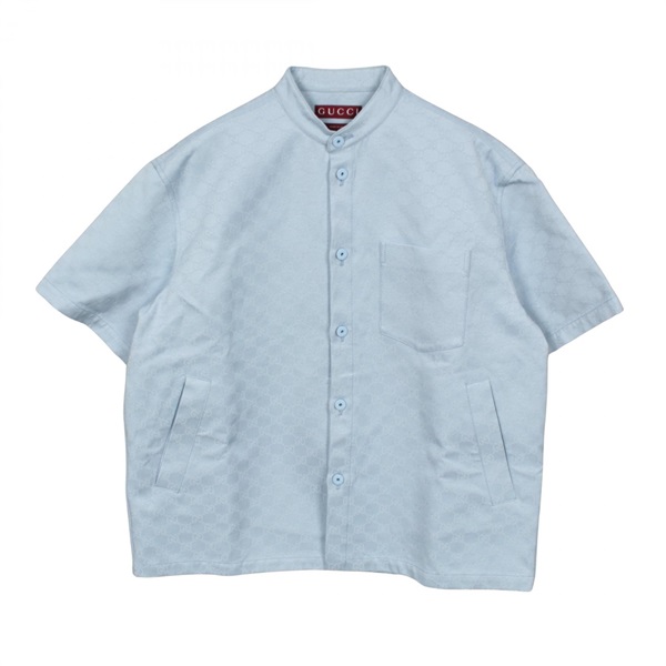 GUCCI GG pattern Short-sleeved shirt Tops 811732 cotton Blue Used mens size 50