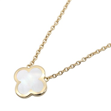 Van Cleef & Arpels Pure Alhambra Mother of Pearl Necklace 18KYG White Used