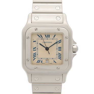 CARTIER Santosgalbe LM Wrist Watch W20018D6 Quartz Stainless Steel Used mens