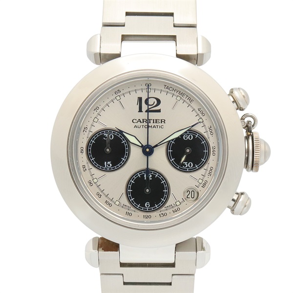 CARTIER Pasha C Chronograph Wrist Watch W31048M7 Automatic winding SS Used Women