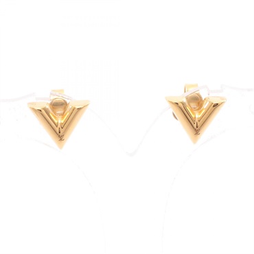 LOUIS VUITTON Studs Essential V Pierced earrings Gold Plated Used