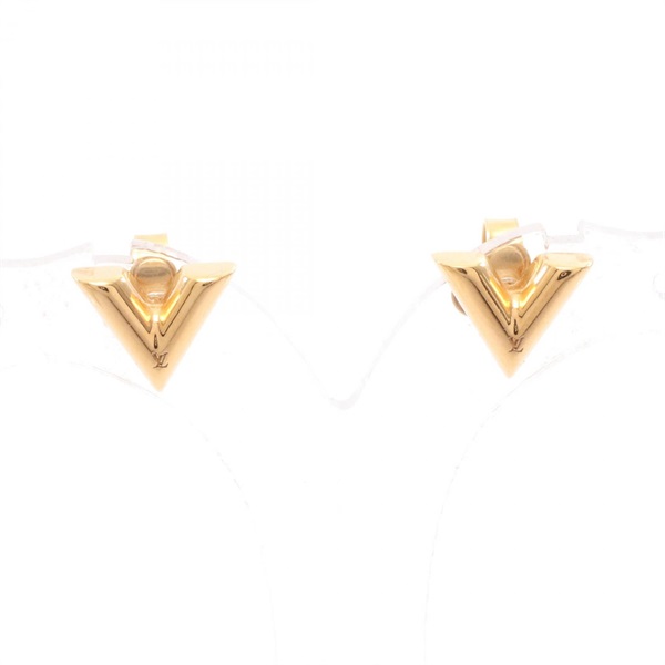 LOUIS VUITTON Studs Essential V Pierced earrings Gold Plated Used