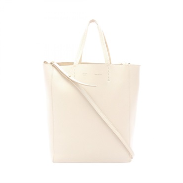 CELINE Vertical Small Cabas Shoulder Crossbody Tote Handbag leather White Used