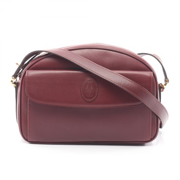 CARTIER Must Line Shoulder Crossbody Bag leather Bordeaux Used Women