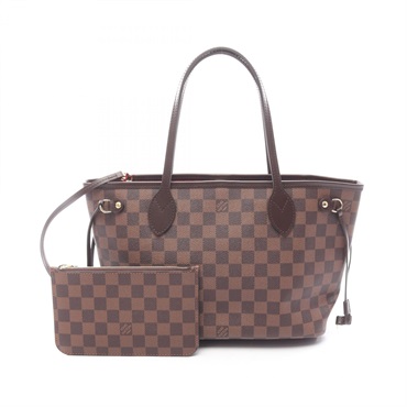 LOUIS VUITTON Neverfull PM Tote shoulder Bag N41359 Damier leather Ebene Used LV