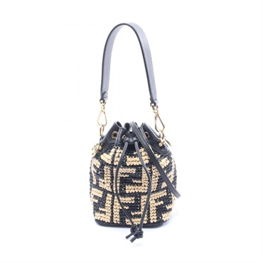 FENDI Mini Montresor Shoulder Crossbody Bucket Handbag 8BS010 leather straw Used
