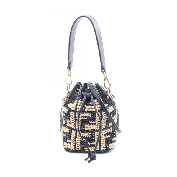 FENDI Mini Montresor Shoulder Crossbody Bucket Handbag 8BS010 leather straw Used