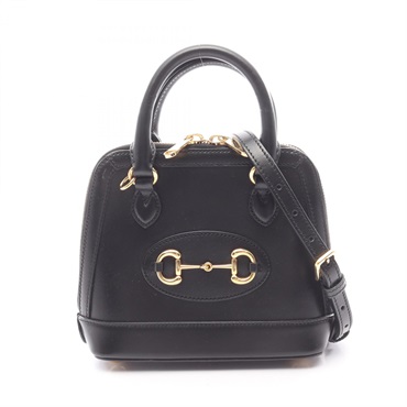 GUCCI Horsebit 1955 Small Top Handle Crossbody Handbag 621220 leather Black Used