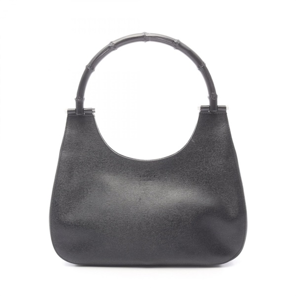 GUCCI Bamboo Handbag leather Black Used Women