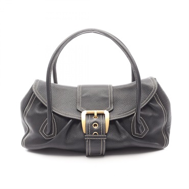 CELINE Large Choquette Shoulder Handbag leather Black GHW Used Women