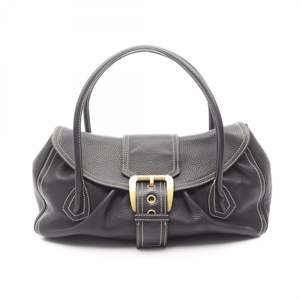 CELINE Large Choquette Shoulder Handbag leather Black GHW Used Women