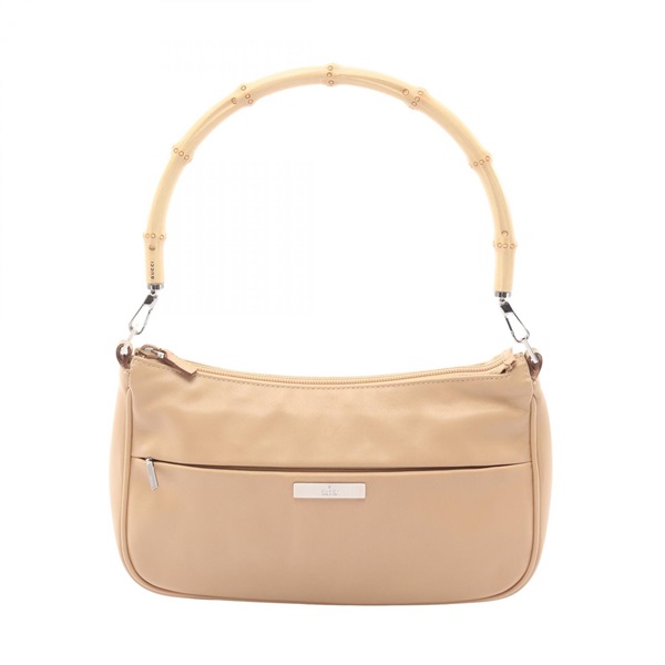 GUCCI Bamboo Shoulder Handbag 001.3865 leather Beige Used Women