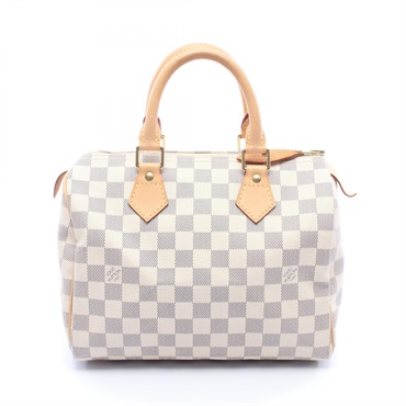 LOUIS VUITTON Speedy 25 Handbag N41534 Damier Azur canvas leather White Used LV