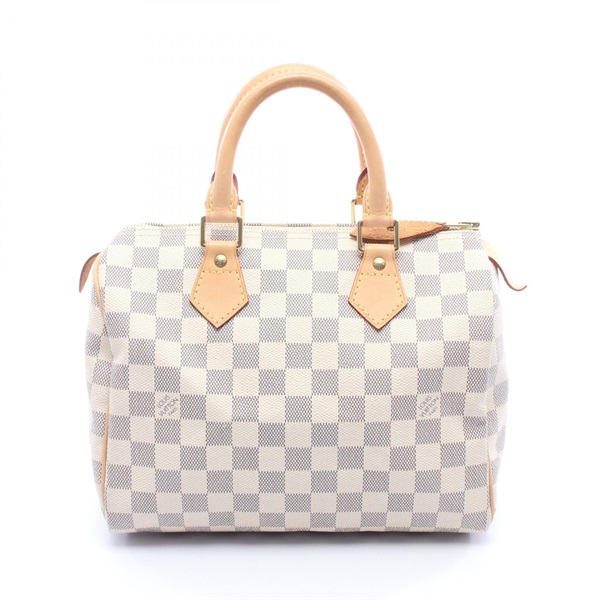 LOUIS VUITTON Speedy 25 Handbag N41534 Damier Azur canvas leather White Used LV