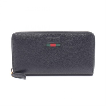GUCCI Sherry line Zippy around long wallet 435298 leather Black Used unisex